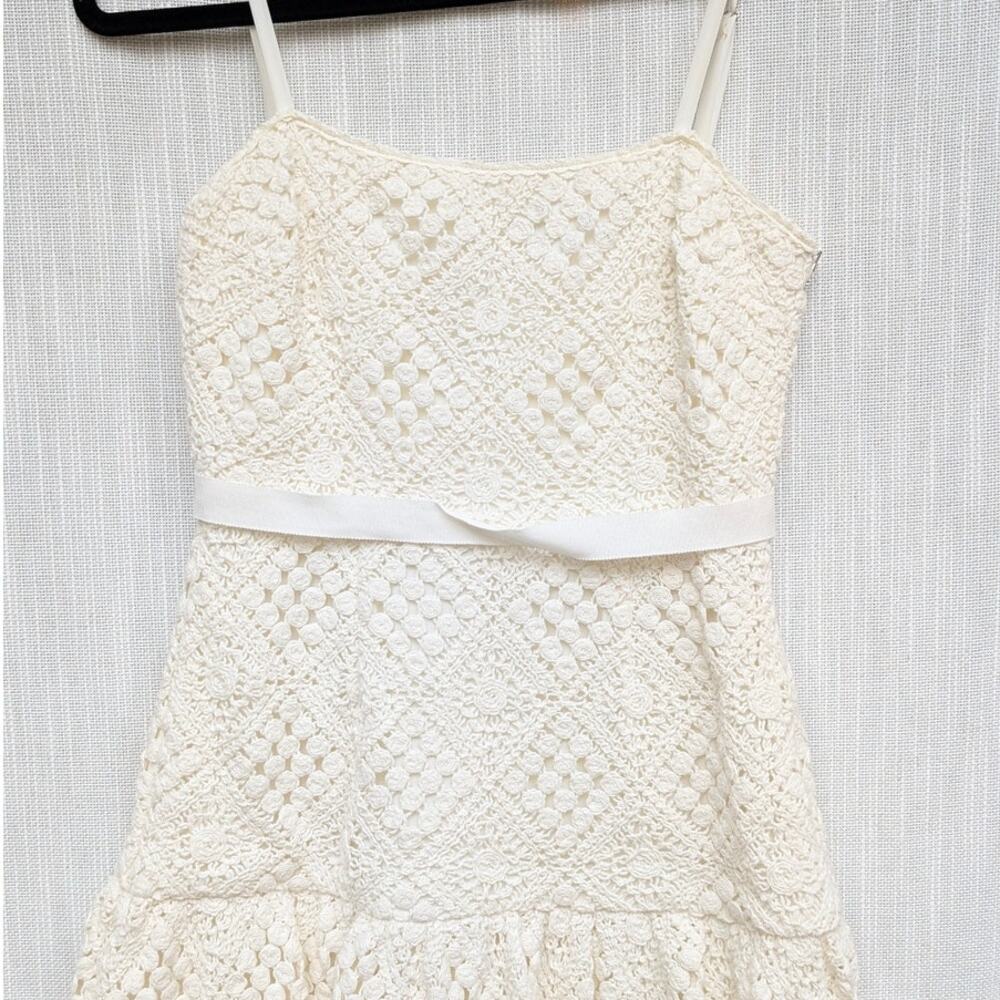 Saylor Evangelina Crochet Dress Womens XS White Sleeveless Cotton Midi Maxi - Picture 5 of 11